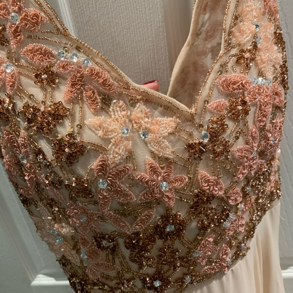 Long Pink, gold, rose gold gown